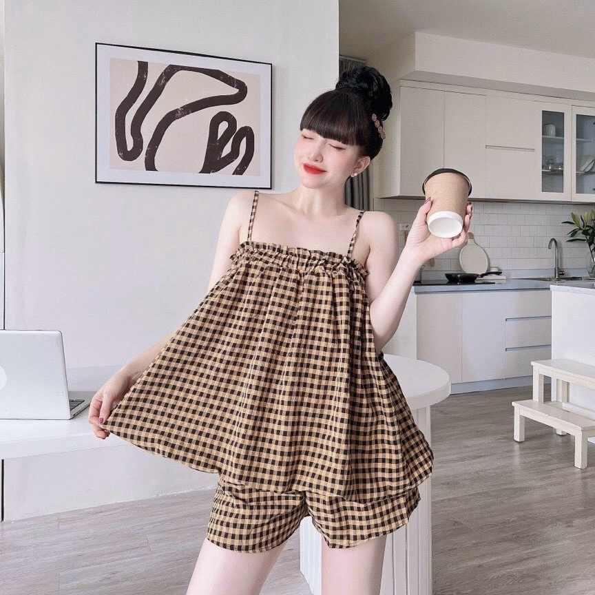 Set Đùi Caro Dáng Phồng Cute Đáng Yêu V228 - Haka Mây - Ảnh 5