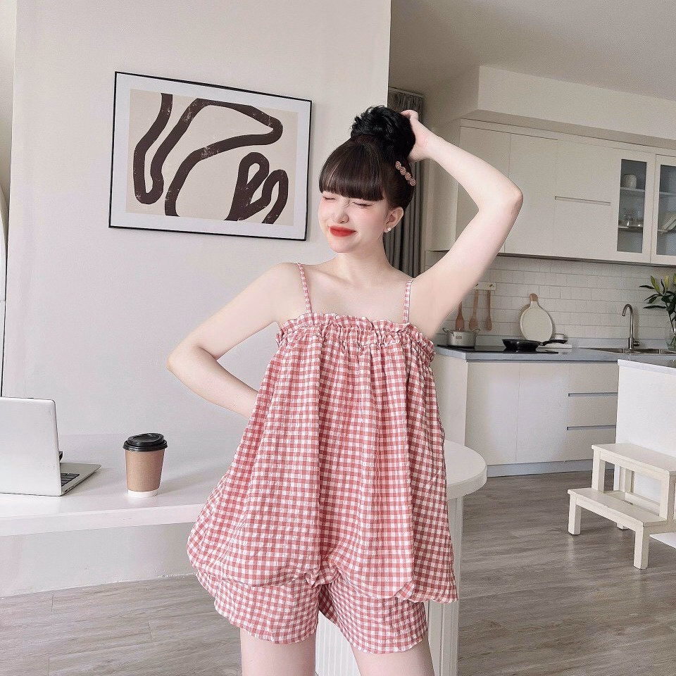 Set Đùi Caro Dáng Phồng Cute Đáng Yêu V228 - Haka Mây - Ảnh 4