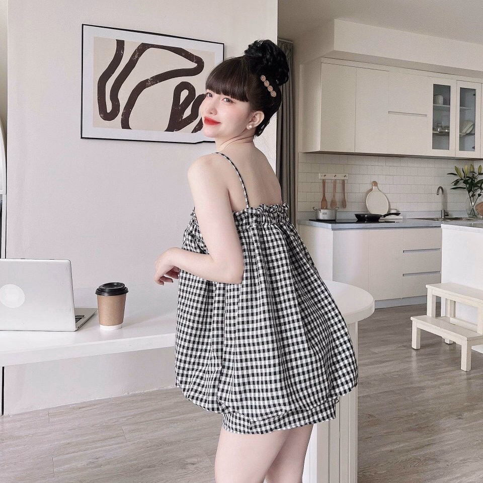 Set Đùi Caro Dáng Phồng Cute Đáng Yêu V228 - Haka Mây - Ảnh 3
