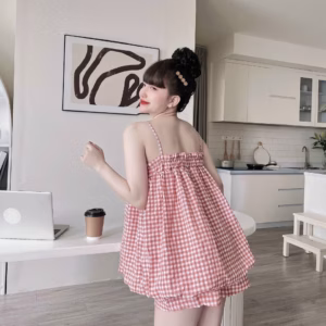 Set Đùi Caro Dáng Phồng Cute Đáng Yêu V228 - Haka Mây