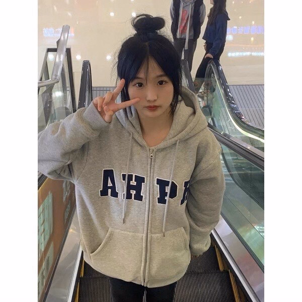 Áo Khoác Nỉ Hoodie Zip Thêu Ahph Form Rộng Thời Trang Sht54 - Minh Hà House - Ảnh 2