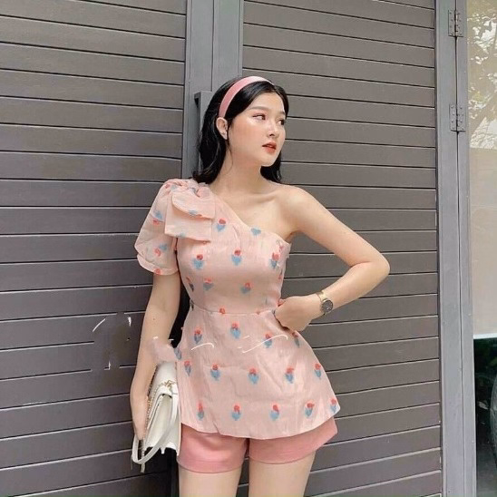 Set Đùi Đính Nơ Vai Lụa V309 - Cloudy Dress