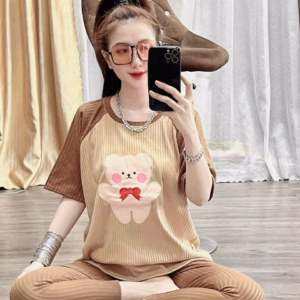 Set Đồ Bộ Nữ Áo Thun Cổ Tròn Tay Ngắn Form Rộng Kèm Quần Dài Chất Thun M881 - Lisa