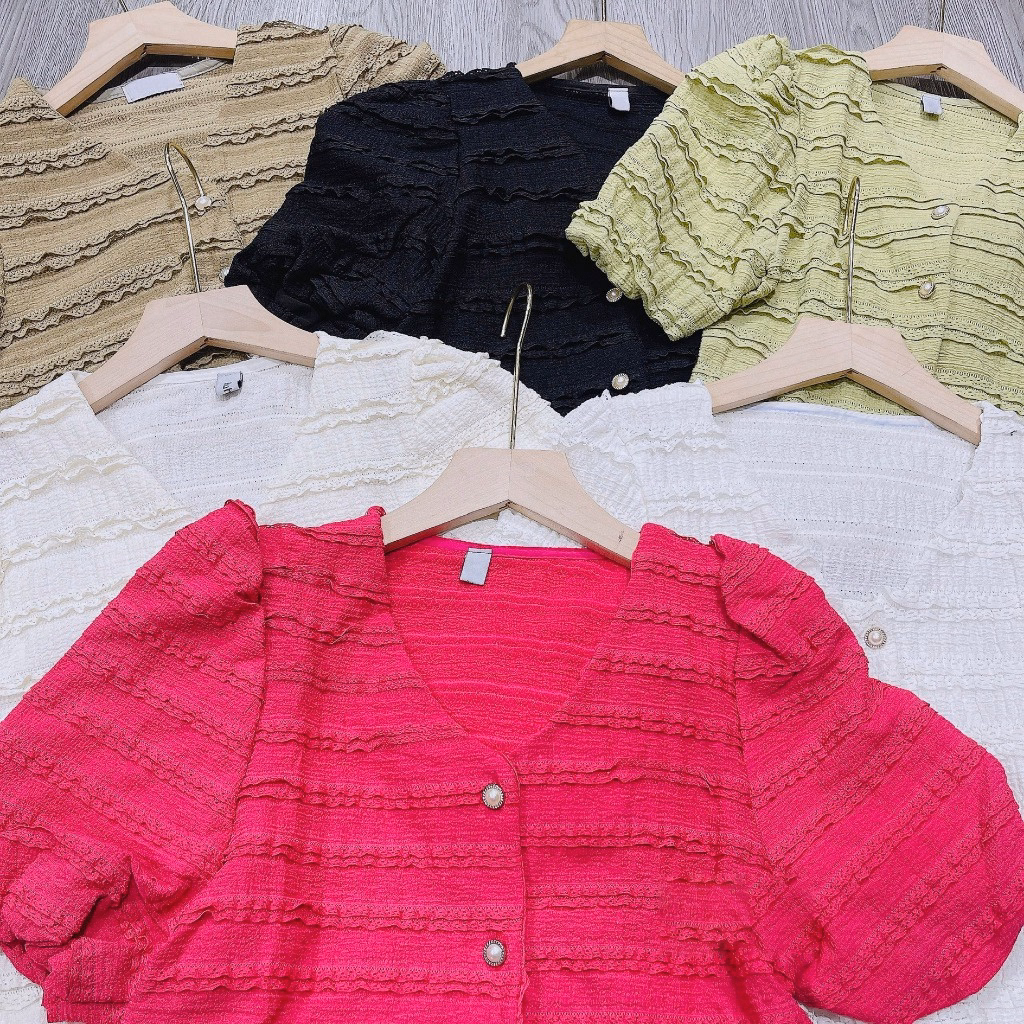 Áo Xốp Nổi Tay Bồng Dáng Cổ V Phối Cúc Cực Kỳ Nữ Tính Slcxa132 - Chipxinhxk - Ảnh 6