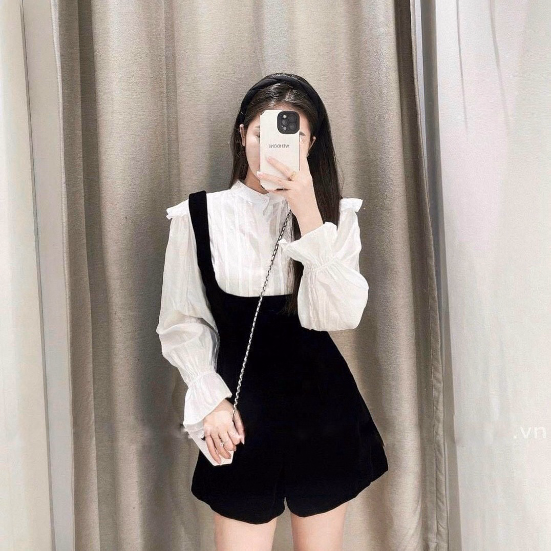 Set Jum Nhung Áo Sơ Mi Rời Tiểu Thư V275 - Cloudy Dress - Ảnh 3