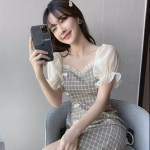 Đầm Kate Lụa Đính Nút Kiểu Hongkong V290 - Cloudy Dress