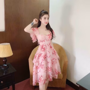 Đầm Hoa Dáng Xòe Trẻ Trung V347 - Haka Mây