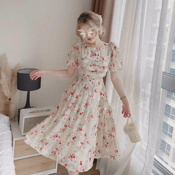 Đầm Maxi Voan Hoa Chingfon Xinh Xắn V360 - Haka Mây - Ảnh 2