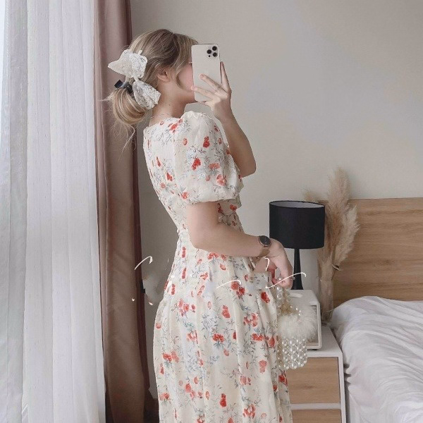 Đầm Maxi Voan Hoa Chingfon Xinh Xắn V360 - Haka Mây