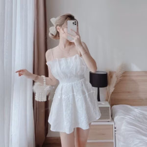 Đầm Xếp Ly Cup Ngực Phối Voan Kiến Thanh Lịch V364 - Haka Mây