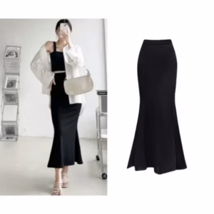 Chân Váy Nữ Dáng Đuôi Cá Dáng Dài, Trơn Đen, Co Dãn Tốt Slcxv32 - Chipxinhck