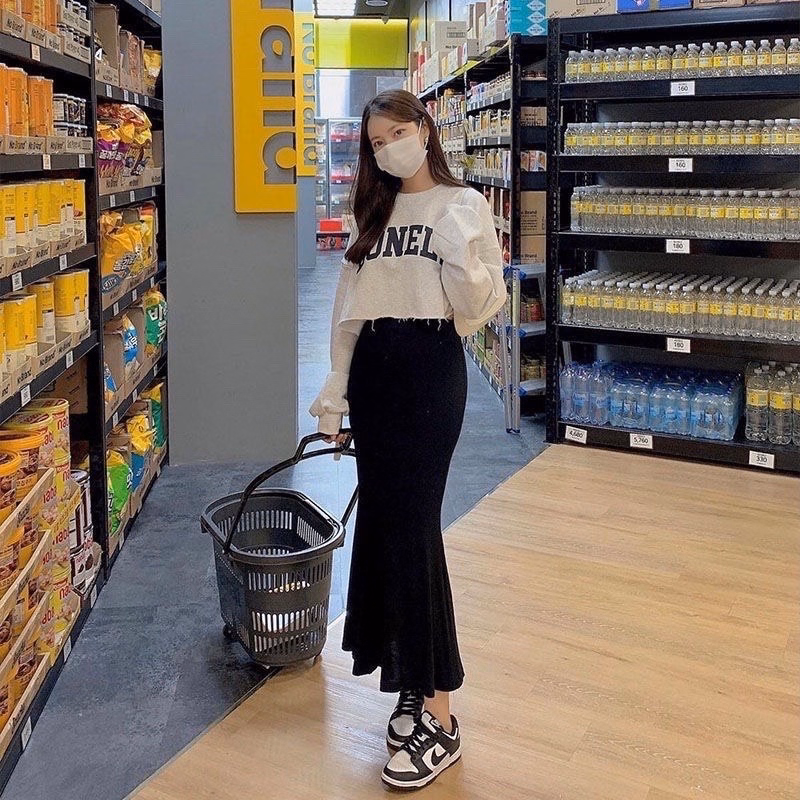 Chân Váy Nữ Dáng Đuôi Cá Dáng Dài, Trơn Đen, Co Dãn Tốt Slcxv32 - Chipxinhck - Ảnh 8