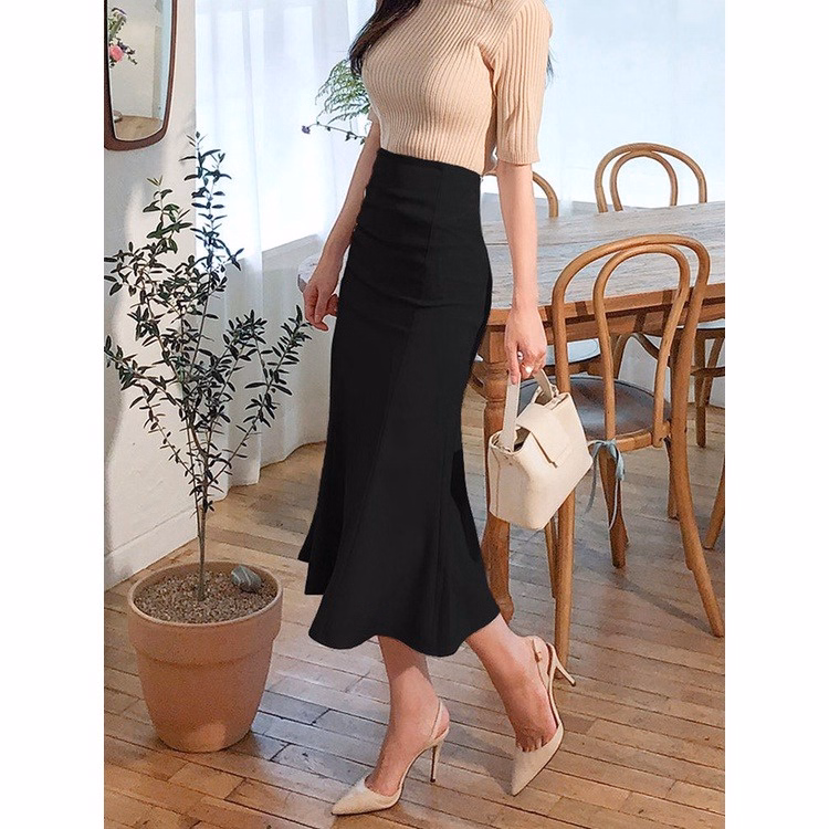 Chân Váy Nữ Dáng Đuôi Cá Dáng Dài, Trơn Đen, Co Dãn Tốt Slcxv32 - Chipxinhck - Ảnh 9