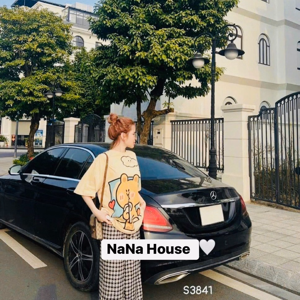 Set Bộ Thun Nữ Áo In Hình Gấu Phối Quần Caro Dd009 - Nana House