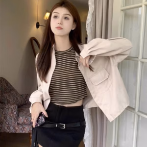 Áo Khoác Sơ Mi Kaki Nữ Trơn Có 2 Túi Trước Cực Hot Với Phong Cách Đơn Giản - Htm Fashion