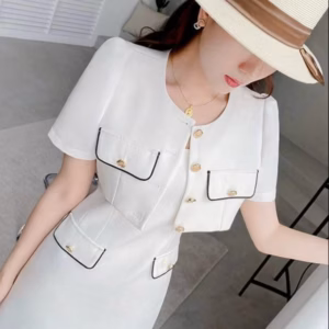 Đầm Viền Túi Kèm Áo Khác Cài Nút Thật T356 - Aine