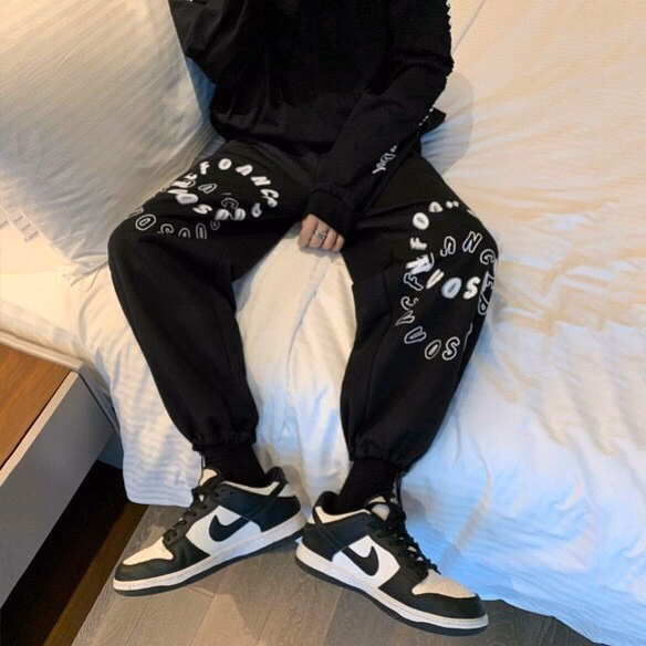 Quần Dài Nam Nữ Unisex Vải Nỉ Họa Tiết 2 Vòng Tròn Chữ - Ausa House - Ảnh 8