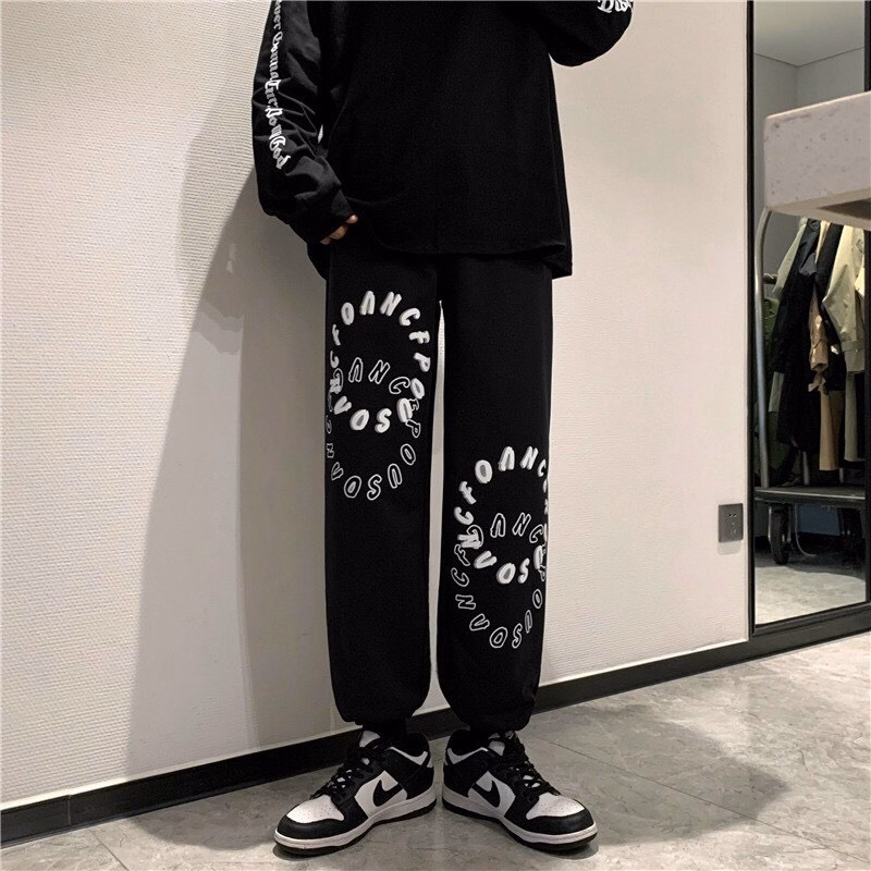 Quần Dài Nam Nữ Unisex Vải Nỉ Họa Tiết 2 Vòng Tròn Chữ - Ausa House - Ảnh 5