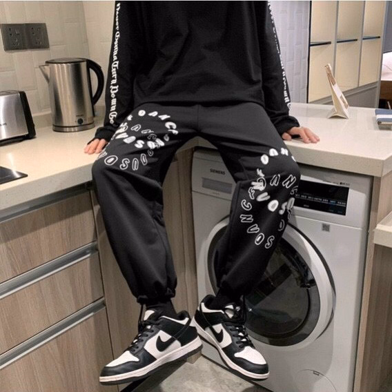 Quần Dài Nam Nữ Unisex Vải Nỉ Họa Tiết 2 Vòng Tròn Chữ - Ausa House - Ảnh 2