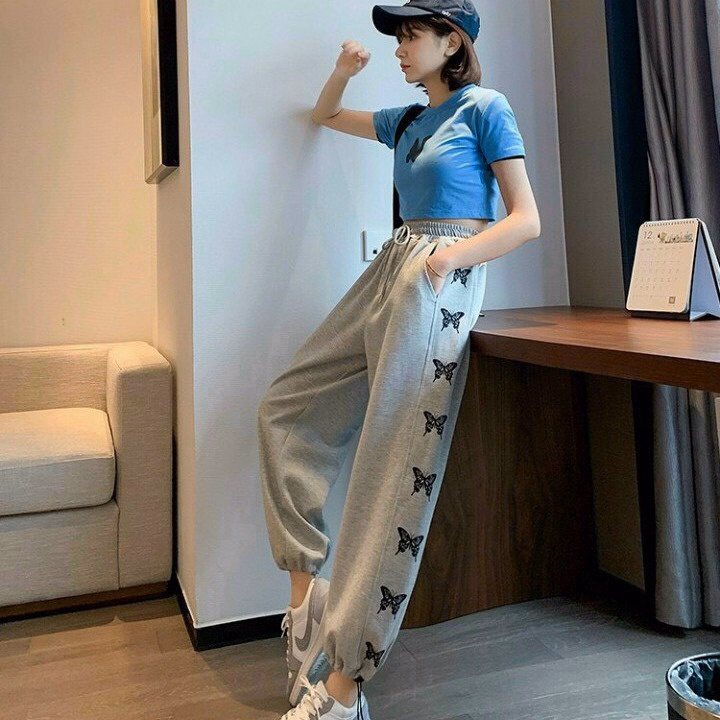 Quần Dài Nam Nữ Unisex Vải Nỉ 2 Line Cánh Bướm - Ausa House - Ảnh 4