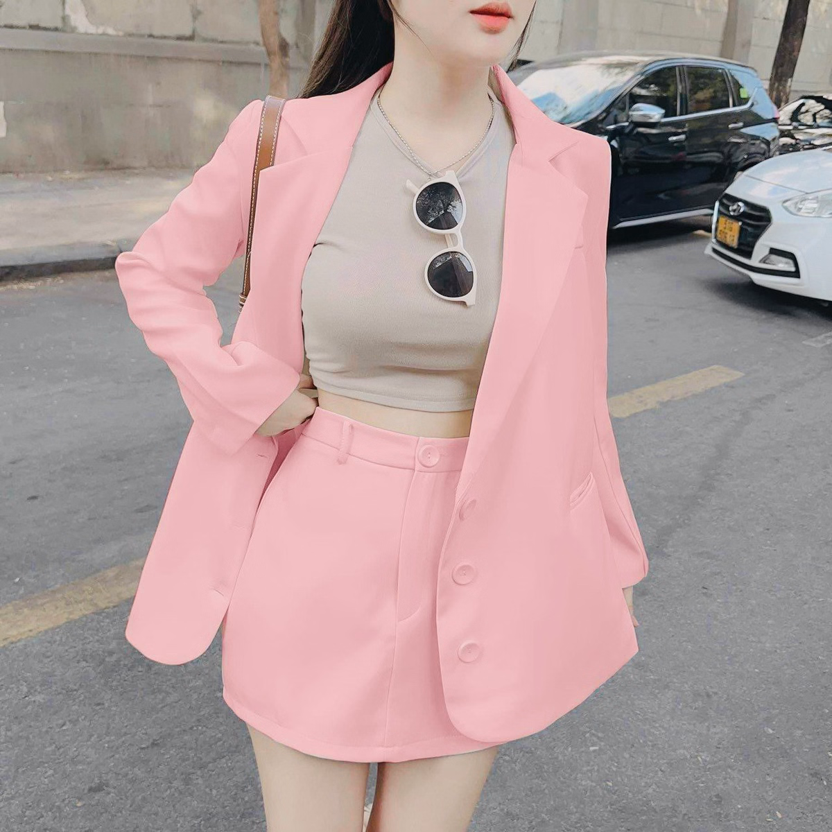 Set Bộ Đồ Nữ Vest Dài Tay Mix Chân Váy Chữ A Dd201 - Nana House