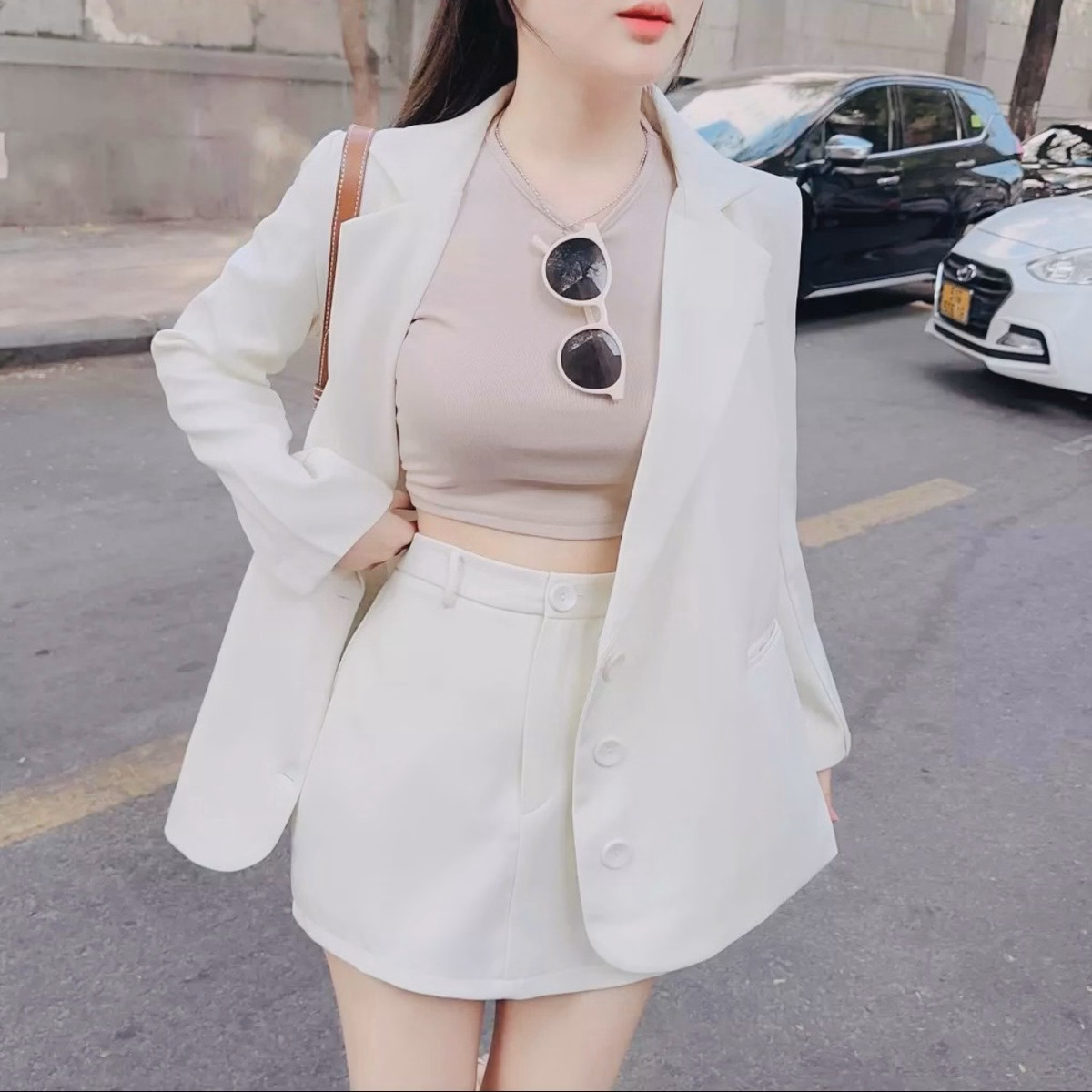 Set Bộ Đồ Nữ Vest Dài Tay Mix Chân Váy Chữ A Dd201 - Nana House - Ảnh 4