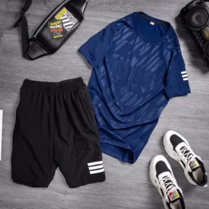 Bộ Thể Thao Nam Cổ Tròn Ép Vân Sport Chất Liệu Vải Thun Thể Thao Co Giãn Đàn Hồi - Men'S Style