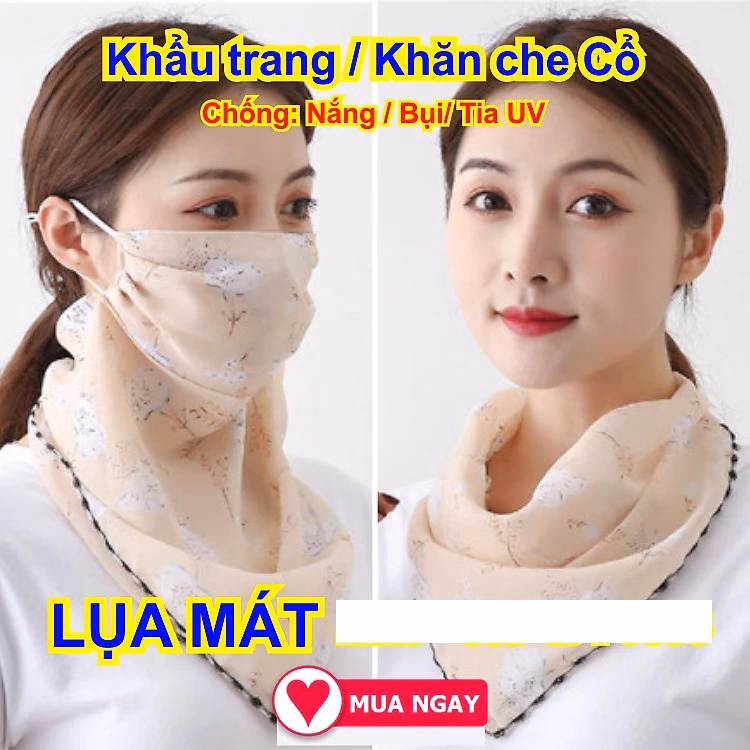 Khẩu Trang Chống Nắng Kiêm Khăn Đeo Cổ 2 Trong 1 Bằng Vải Lụa Thoáng Mát Ctb147 - Bechip - Ảnh 6