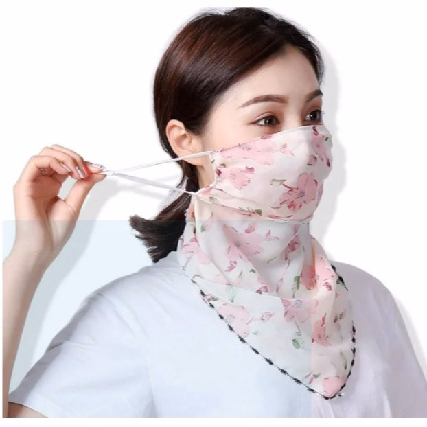Khẩu Trang Chống Nắng Kiêm Khăn Đeo Cổ 2 Trong 1 Bằng Vải Lụa Thoáng Mát Ctb147 - Bechip - Ảnh 7