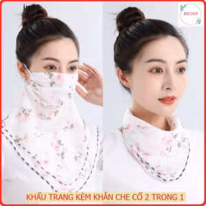 Khẩu Trang Chống Nắng Kiêm Khăn Đeo Cổ 2 Trong 1 Bằng Vải Lụa Thoáng Mát Ctb147 - Bechip