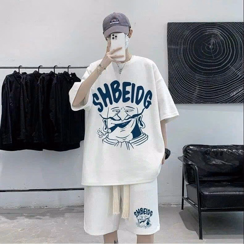 Bộ Đồ Nam Nữ Form Rộng In Họa Tiết Shbeiog Chất Liệu Cotton Co Giãn Thoáng Mát - Htm Fashion - Ảnh 4