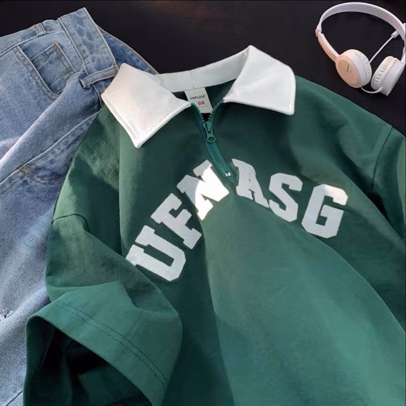 Áo Thun Polo Có Cổ Bẻ Form Rộng Chất Cotton Su Chữ Ufn Asg - Ảnh 2