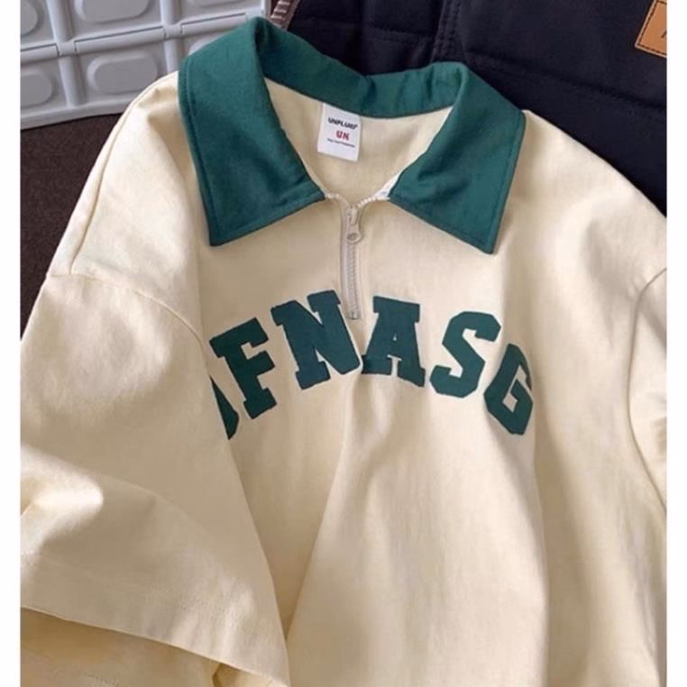 Áo Thun Polo Có Cổ Bẻ Form Rộng Chất Cotton Su Chữ Ufn Asg - Ảnh 3