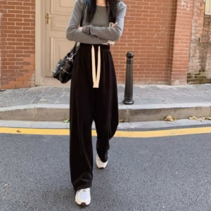 Quần Ống Rộng Dây Rút Bản To Cạp Cao Lưng Thun