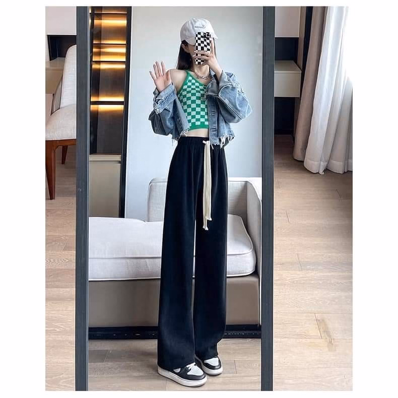 Quần Ống Rộng Dây Rút Bản To Cạp Cao Lưng Thun - Ảnh 3