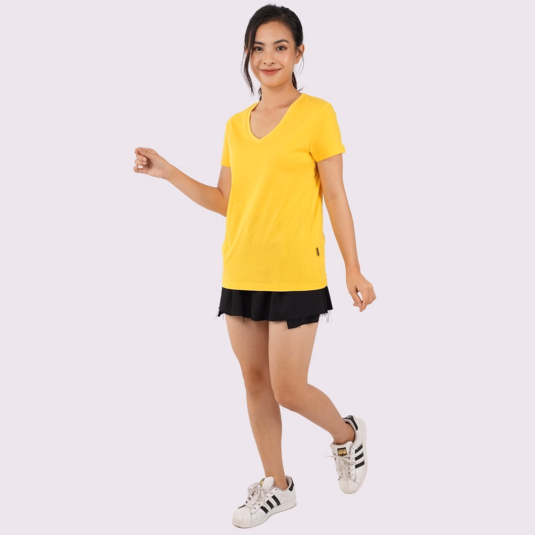 Áo Thun Nữ Cổ Tim Vàng 100% Cotton Cao Cấp - Gold Rhino - Ảnh 6