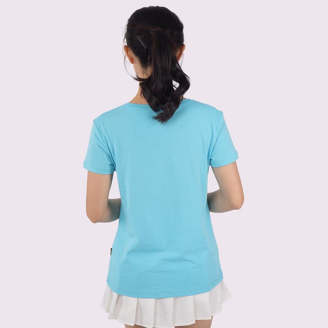 Áo Thun Nữ Cổ Tim Xanh Ngọc 100% Cotton Cao Cấp - Gold Rhino - Ảnh 4