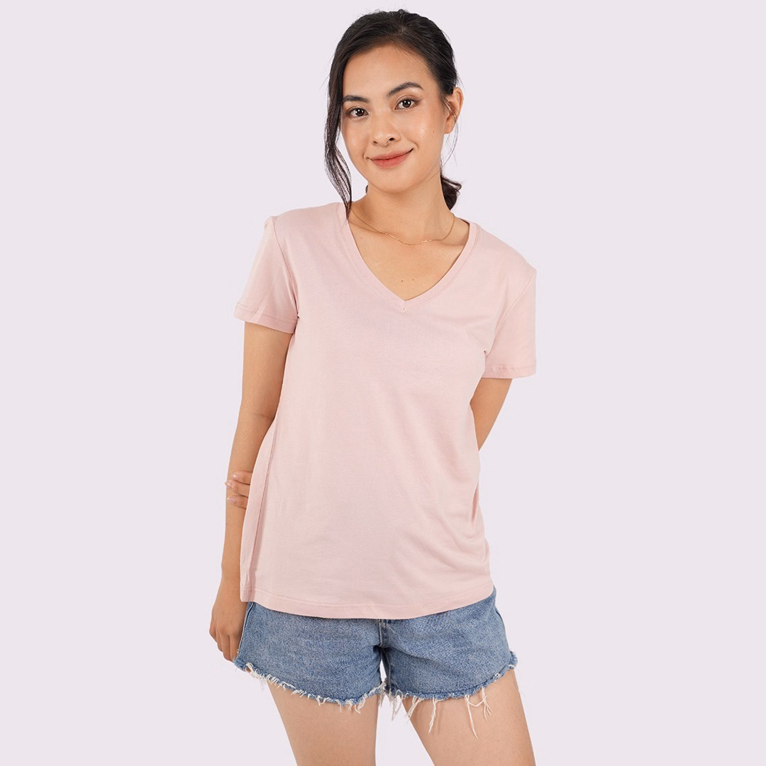 Áo Thun Nữ Cổ Tim Hồng Jp 100% Cotton Cao Cấp - Gold Rhino - Ảnh 7