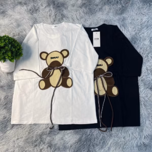 Áo Thun Nữ, Hình Thêu Gấu Buộc Dây Cotton Khô 3158