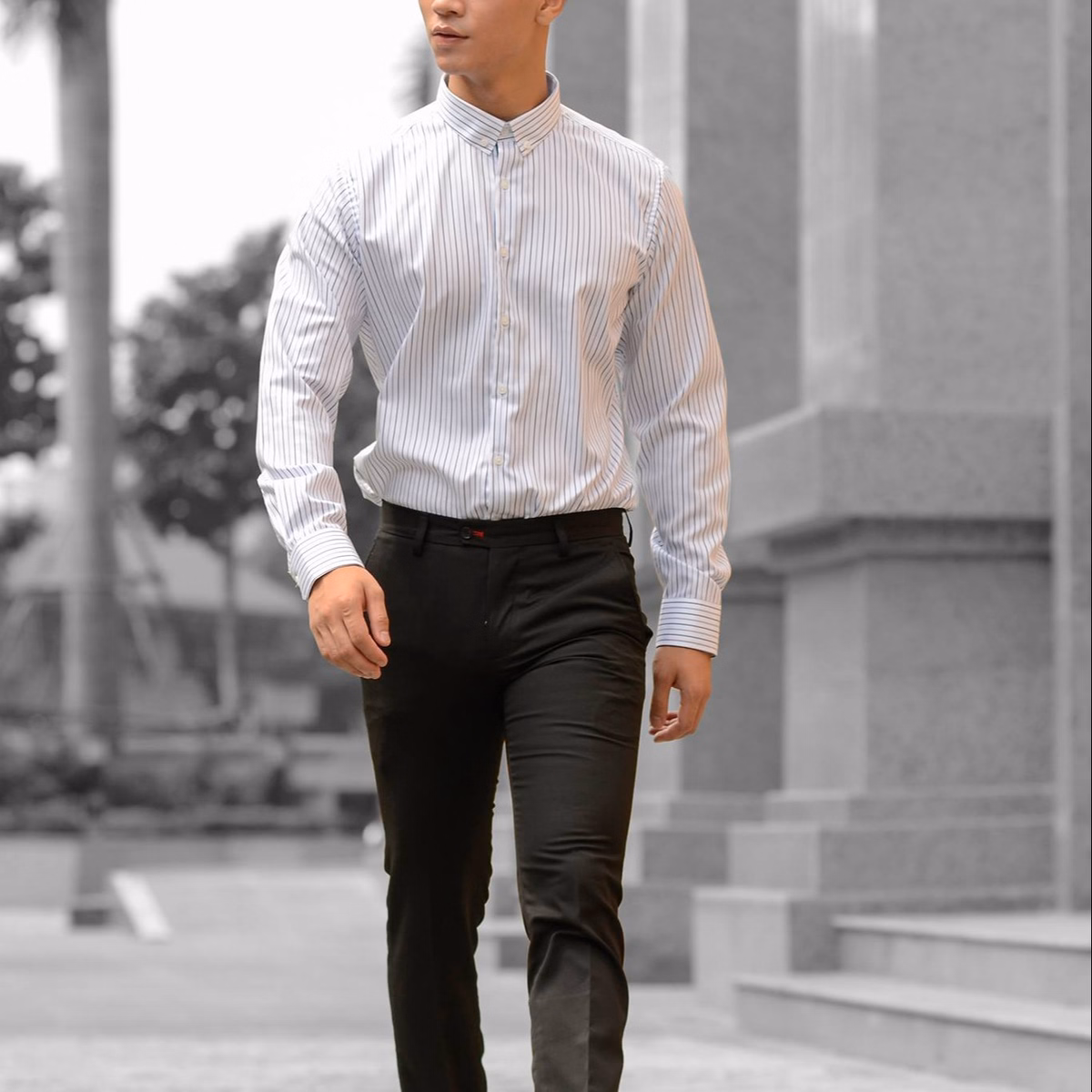 Áo Sơ Mi Kẻ Sọc Nam Dài Tay Công Sở Slim Fit Stripe Button Down Shirt Chống Nhăn Trẻ Trung - Tuto5 - Ảnh 10