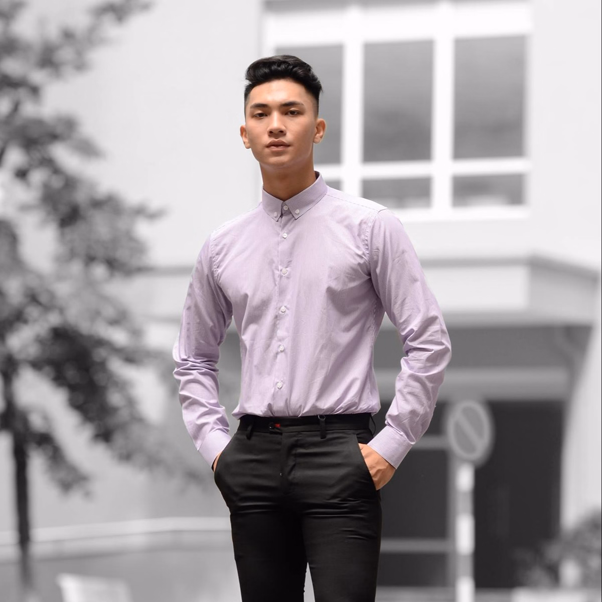 Áo Sơ Mi Kẻ Sọc Nam Dài Tay Công Sở Slim Fit Stripe Button Down Shirt Chống Nhăn Trẻ Trung - Tuto5 - Ảnh 6