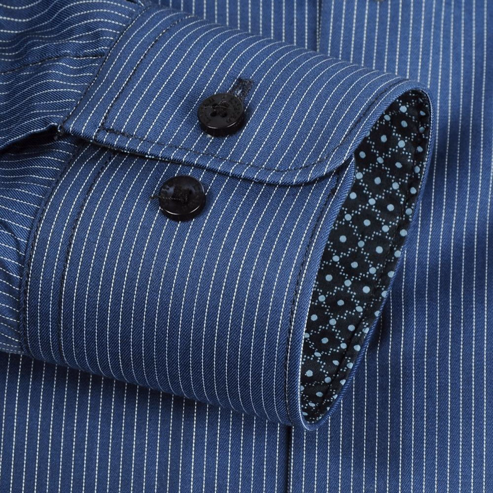 Áo Sơ Mi Kẻ Sọc Nam Dài Tay Công Sở Slim Fit Stripe Button Down Shirt Chống Nhăn Trẻ Trung - Tuto5 - Ảnh 4