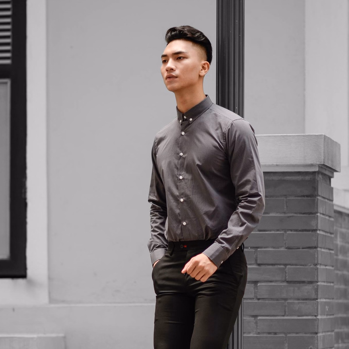 Áo Sơ Mi Kẻ Sọc Nam Dài Tay Công Sở Slim Fit Stripe Button Down Shirt Chống Nhăn Trẻ Trung - Tuto5 - Ảnh 8