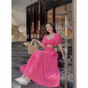 Đầm Maxi Mocking Mặc 2 Kiểu Chất Xốp Chỉ T652 - Aine