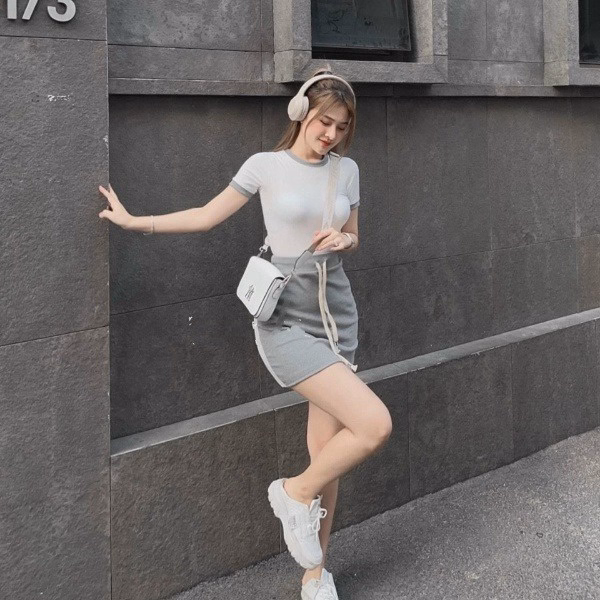 Set Chân Váy Có Quần Kèm Áo Thun M700 - Aine - Ảnh 6