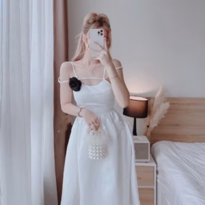 Đầm Nữ Phối Dây Kết Hoa Kiểu Dáng Ôm Eo Xòe Dự Tiệc Sang Trọng V06 - Aine