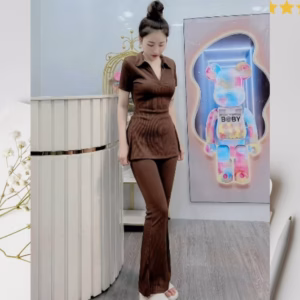 Set Bộ Đồ Nữ Áo Cổ Sơ Mi Tay Ngắn Xẻ Tà Kèm Quần Dài M889 - Lisa