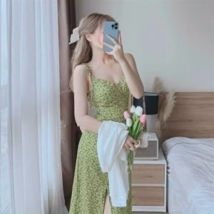 Set Đầm 2 Dây Dáng Dài Xẻ Tà Kèm Áo Khoác Trắng Dd501 - Nana House