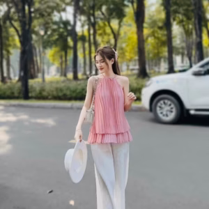 Set Bộ Đồ Nữ Dập Li Lụa Cổ Yếm Dd001 - Nana House