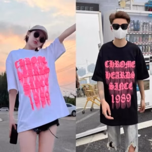 Áo Phông Unisex Form Rộng Tay Lỡ Chữ Hồng 1989